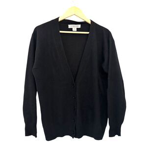 Starford Black Lambswool and Angora V-Neck Button Up Cardigan Sweater Size M